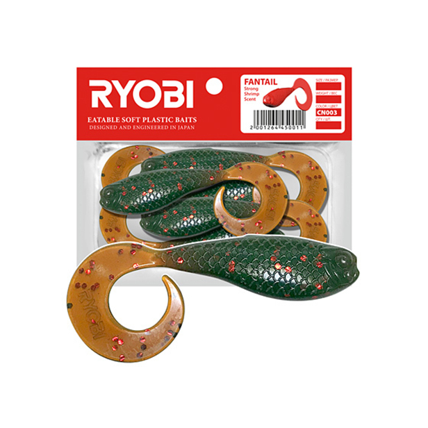 

Мягкая силик. приманка риппер-твистер Ryobi FANTAIL (51mm), CN003 (old whiskey), 8шт, Fantail