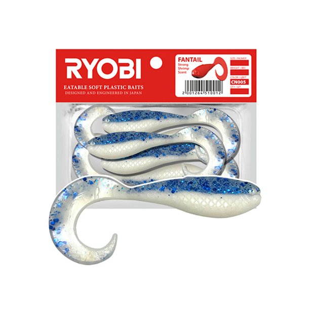 Мягкая силик. приманка риппер-твистер Ryobi FANTAIL (51mm), CN005 (blue boy), 8шт
