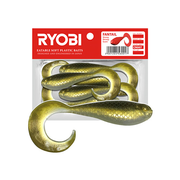 Мягкая силик. приманка риппер-твистер Ryobi FANTAIL (51mm), CN007 (spring lamprey), 8шт