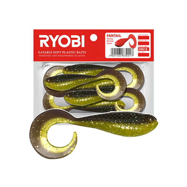 Мягкая силик. приманка риппер-твистер Ryobi FANTAIL (51mm), CN010 (frog eggs), 8шт