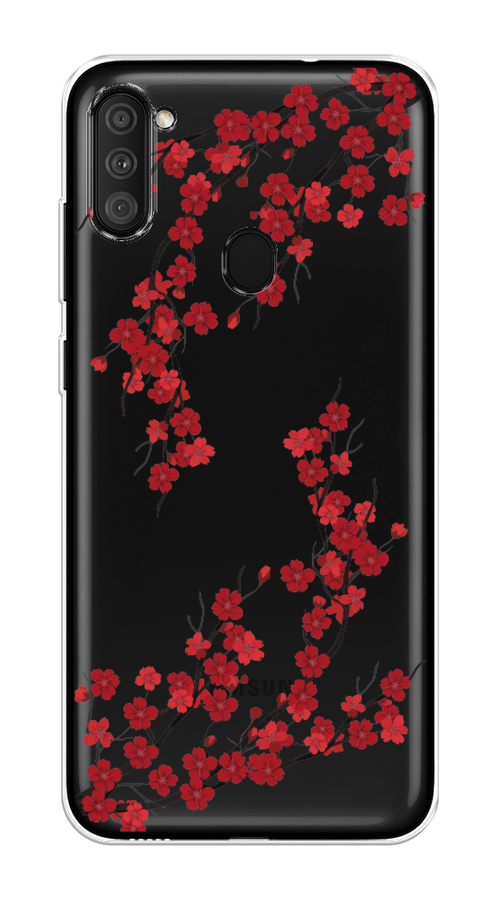 

Чехол на Samsung Galaxy M11 "Красная сакура", Красный;черный, 2100650-2