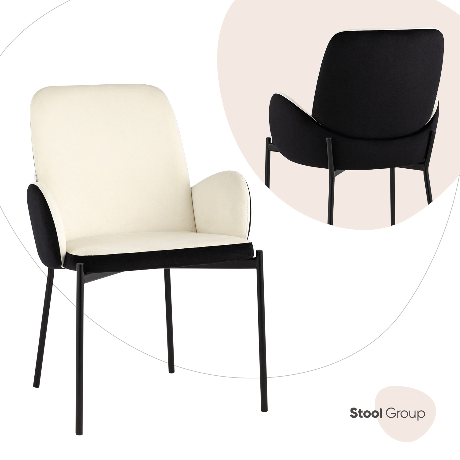 

Стул для кухни Stool Group Дивора велюр молочный с черной спинкой, Дивора