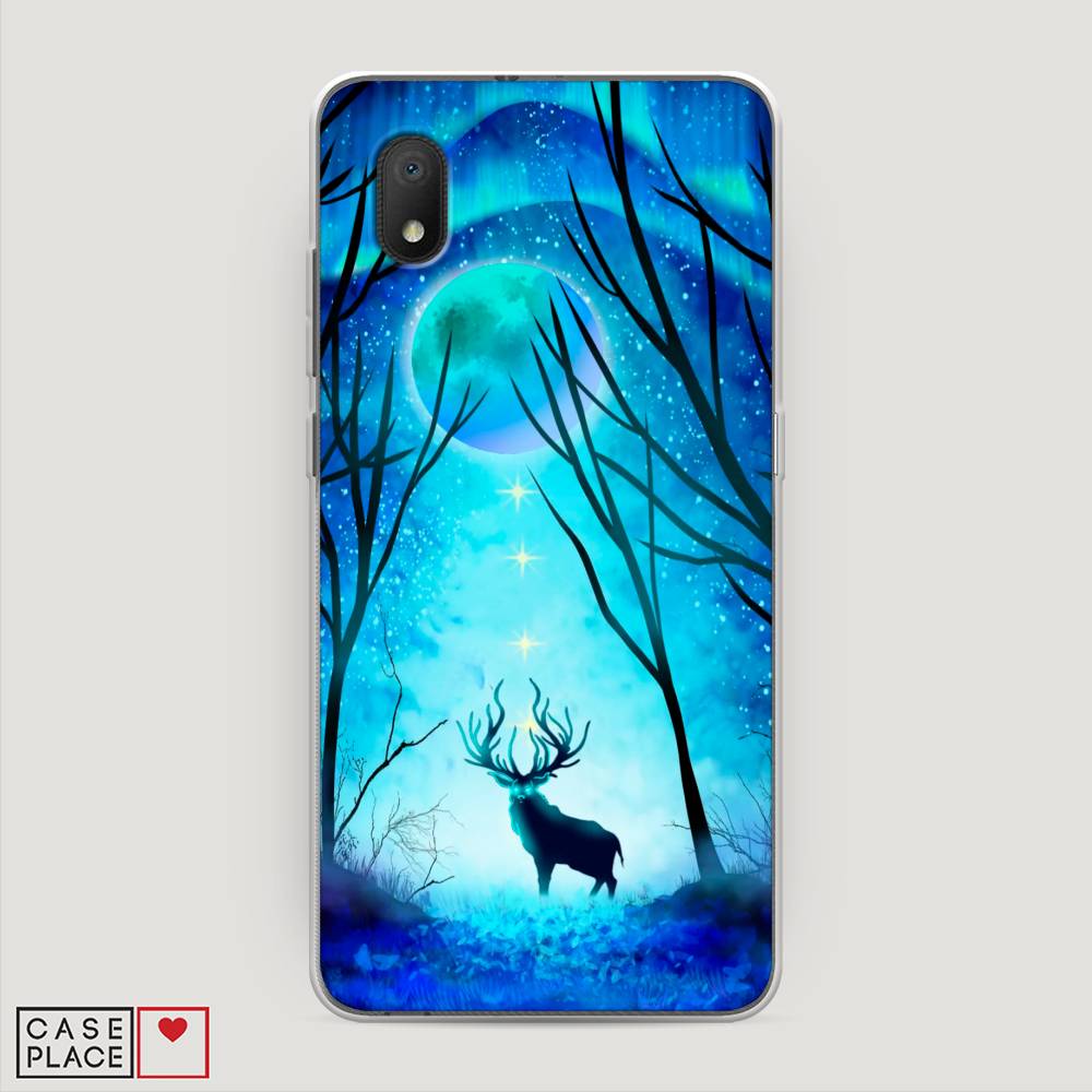 

Чехол на Alcatel 1A/1B (2020) "Олень северное сияние", Синий;черный;голубой, 171150-1