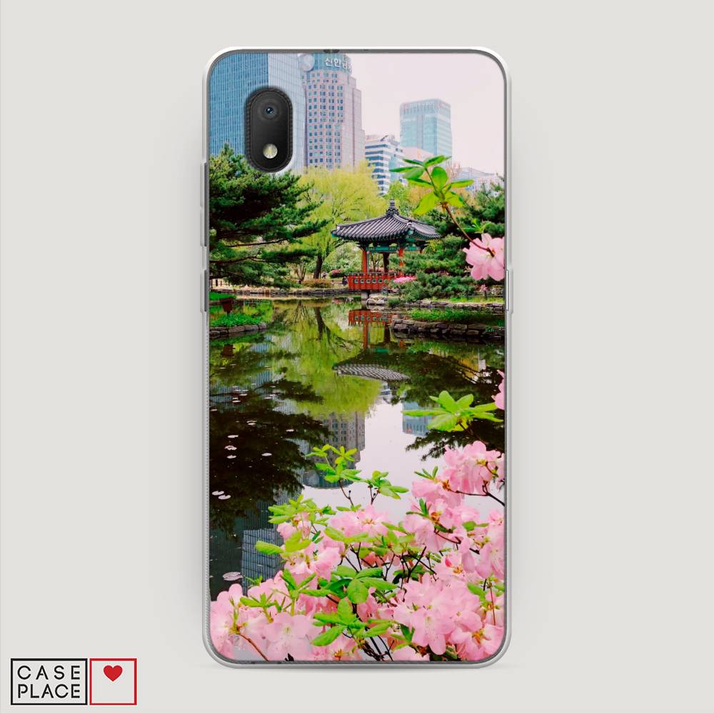 

Чехол на Alcatel 1A/1B (2020) "Сакура возле озера", Зеленый;розовый;голубой, 171150-2