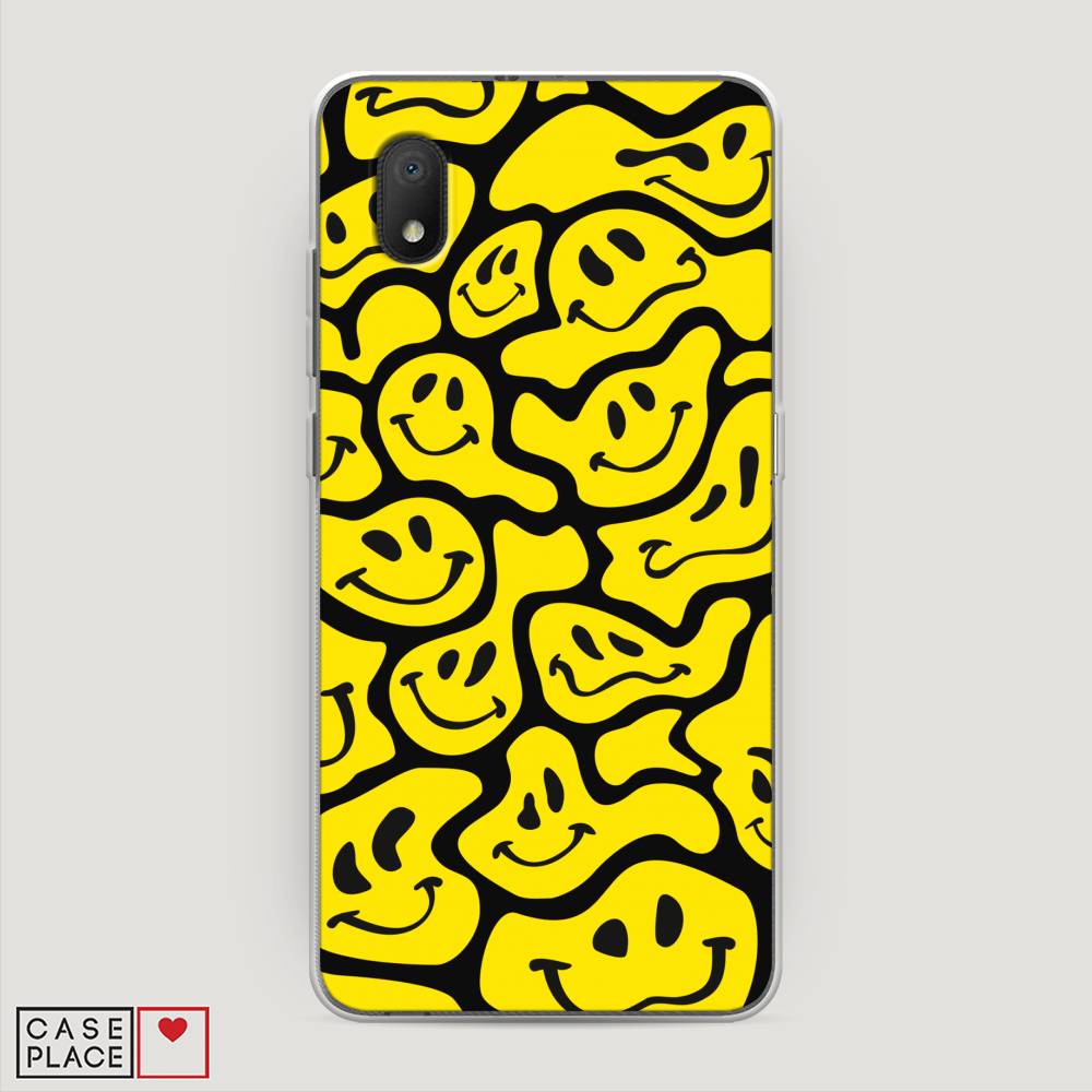 

Чехол на Alcatel 1A/1B (2020) "Расплывчатые смайлики желтые", Черный;желтый, 171150-6