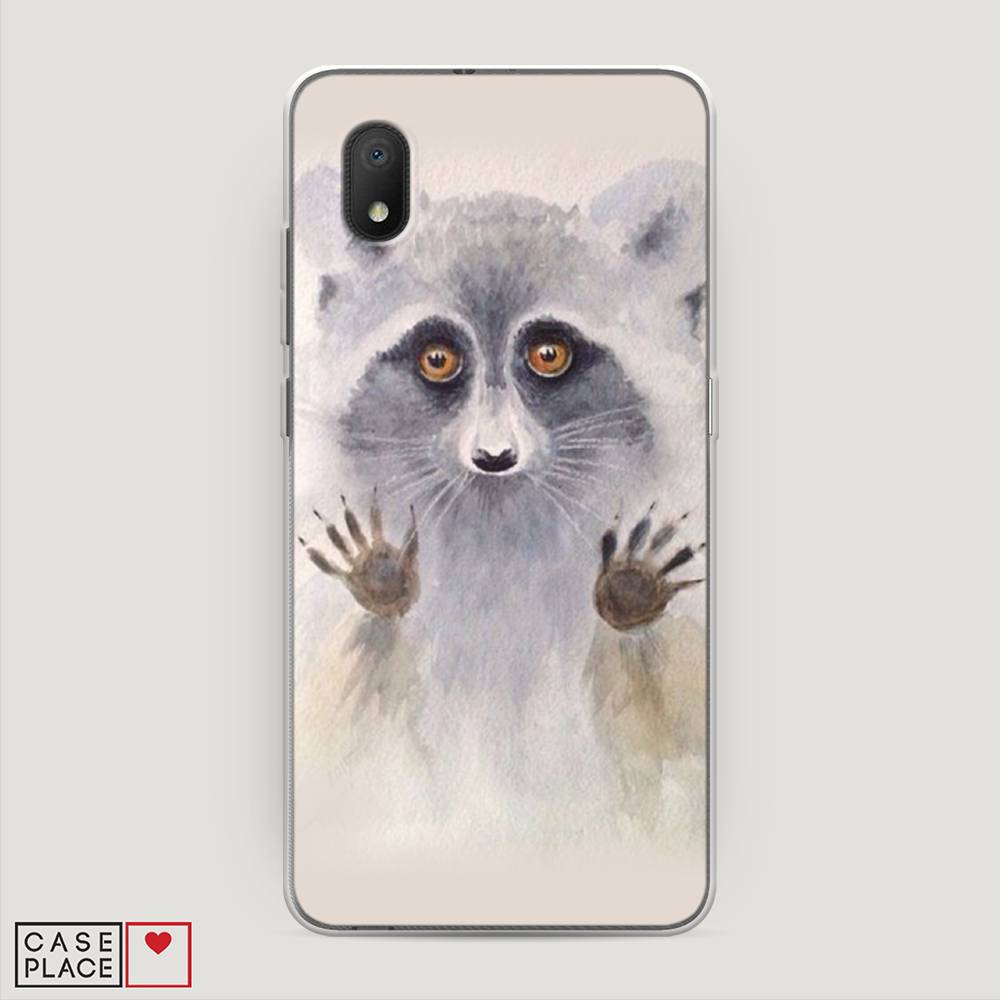 

Чехол на Alcatel 1A/1B (2020) "Енот за стеклом", Бежевый;серый, 171150-4