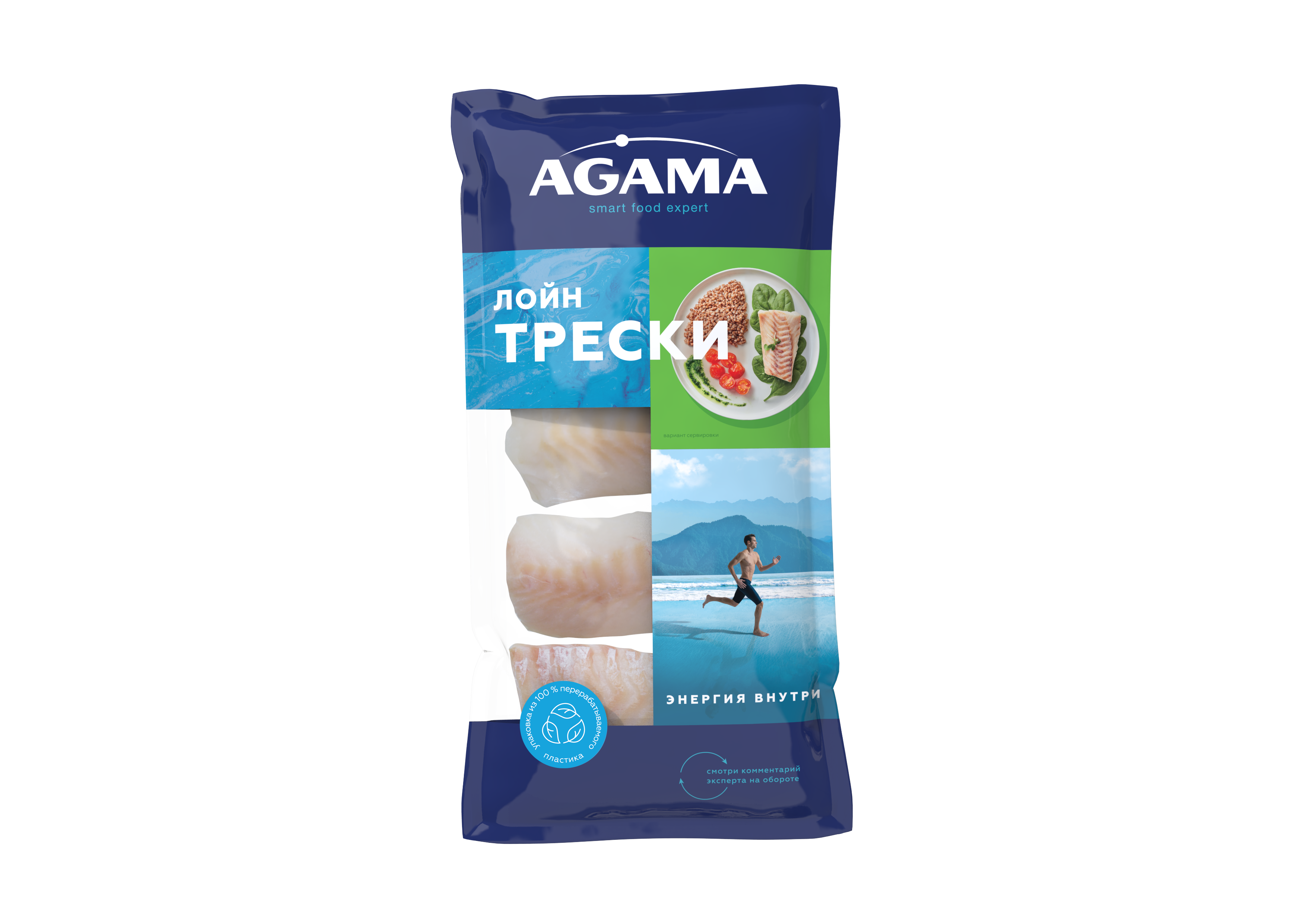 фото Лойн трески agama мороженный филе-кусок 400 г