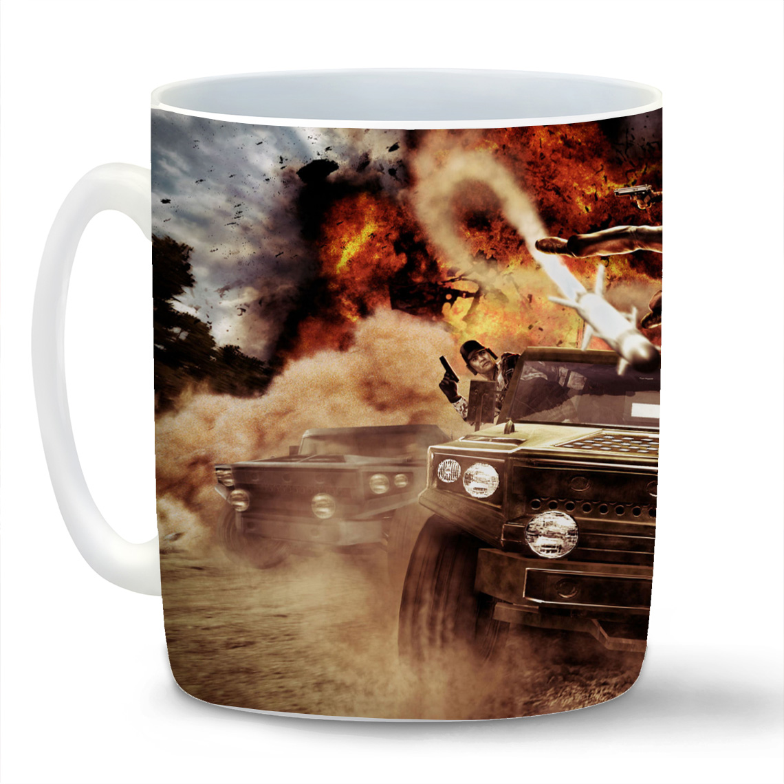 

Кружка CoolPodarok just cause 2 На крыше авто Ракета Вертолёт Взрывы