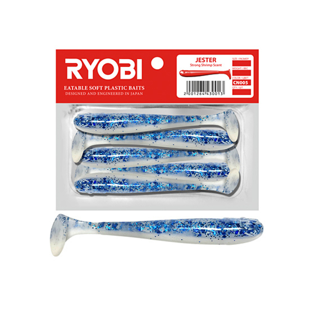 

Мягкая силиконовая приманка риппер Ryobi JESTER (75mm), CN005 (blue boy), 5 шт., Белый;голубой, Jester