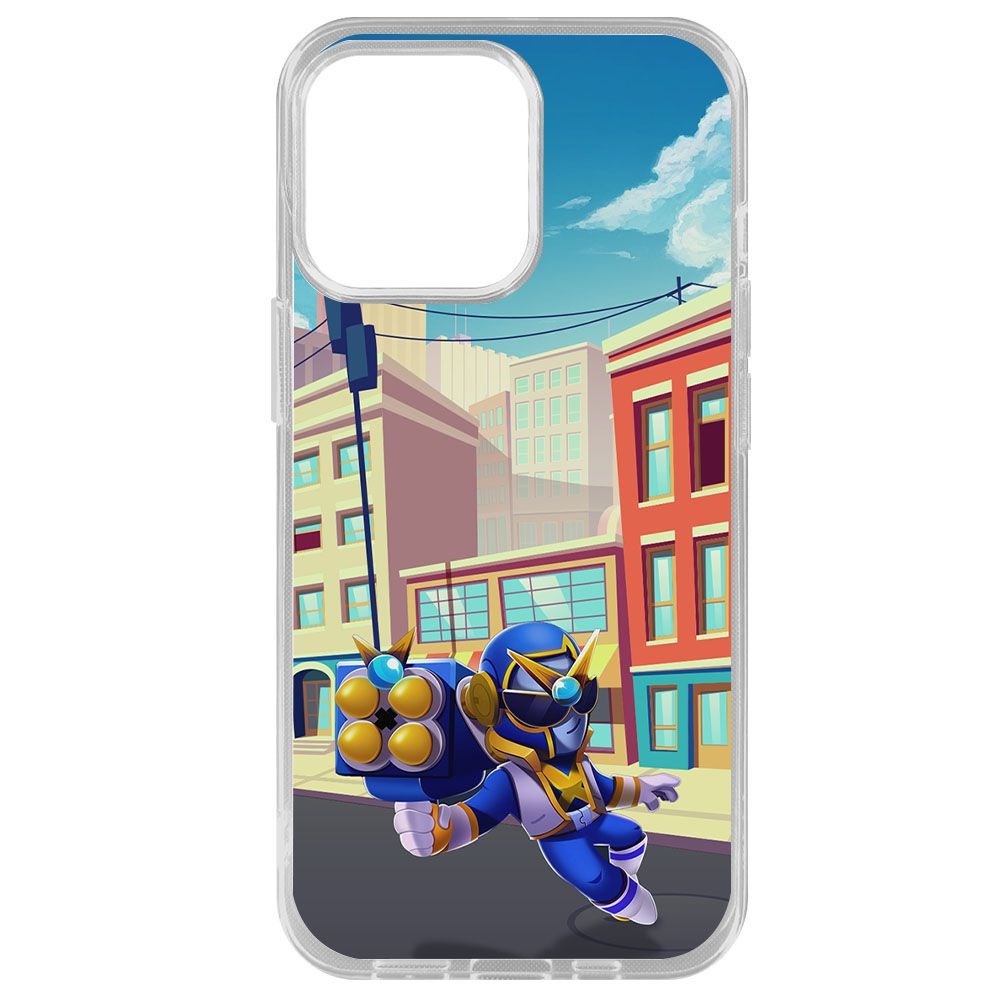 

Чехол-накладка Krutoff Clear Case Brawl Stars-Супер Рейнджер Брок для iPhone 14 Pro Max, Прозрачный