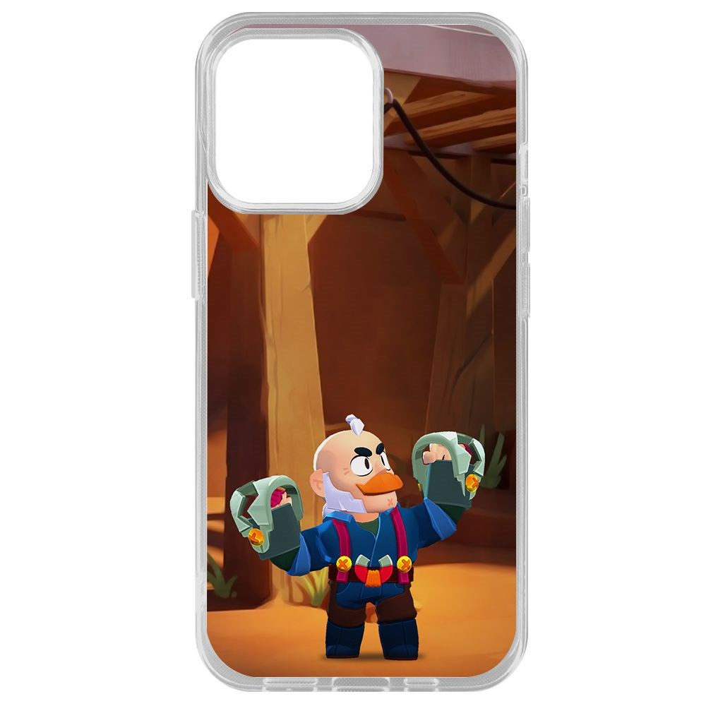 

Чехол-накладка Krutoff Clear Case Brawl Stars-Сэм для iPhone 14 Pro Max, Прозрачный