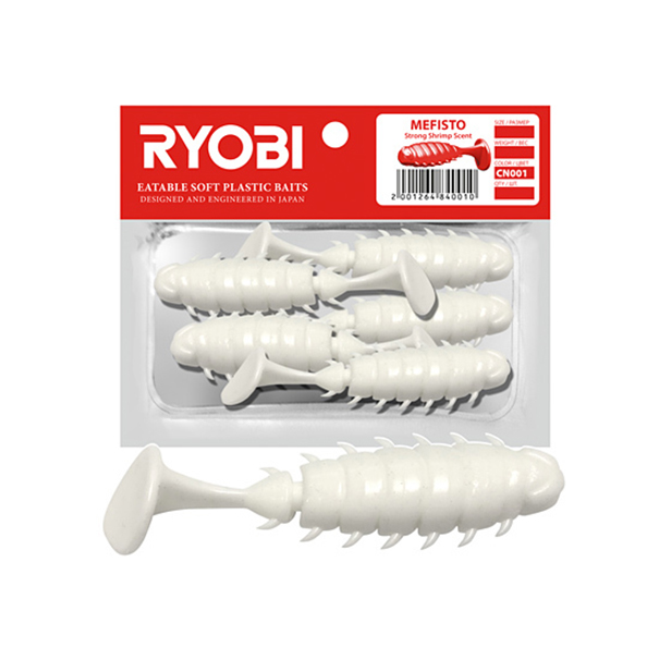 

Мягкая силикон. приманка риппер Ryobi MEFISTO (36mm), CN001 (white night), 8 шт., Белый, Mefisto