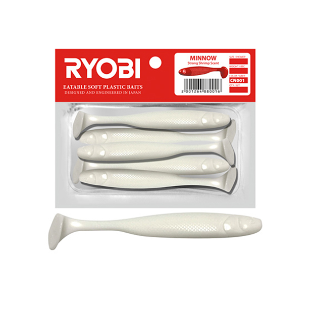 

Мягкая силиконовая приманка риппер Ryobi MINNOW (76mm), CN001 (white night), 5 шт., Белый, Minnow