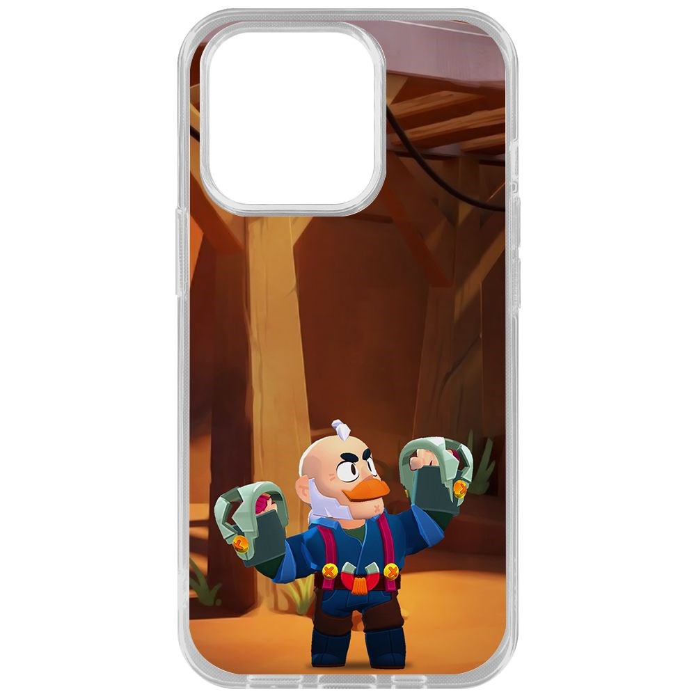 

Чехол-накладка Krutoff Clear Case Brawl Stars-Сэм для iPhone 14 Pro, Прозрачный