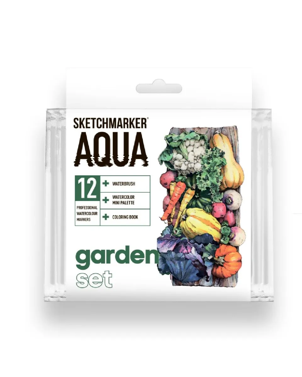 фото Набор двухсторонних акварельных маркеров sketchmarker aqua garden 12 цветов sma-12gard