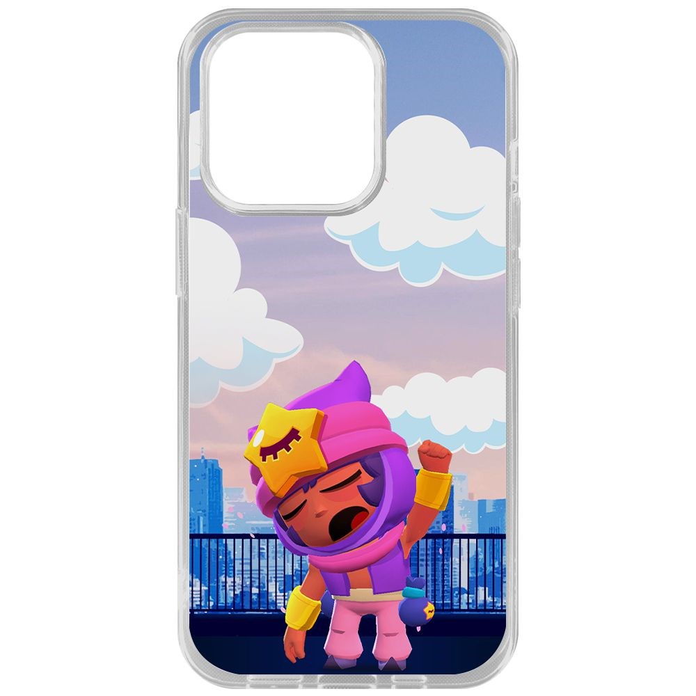 

Чехол-накладка Krutoff Clear Case Brawl Stars-Сэнди для iPhone 14 Pro, Прозрачный