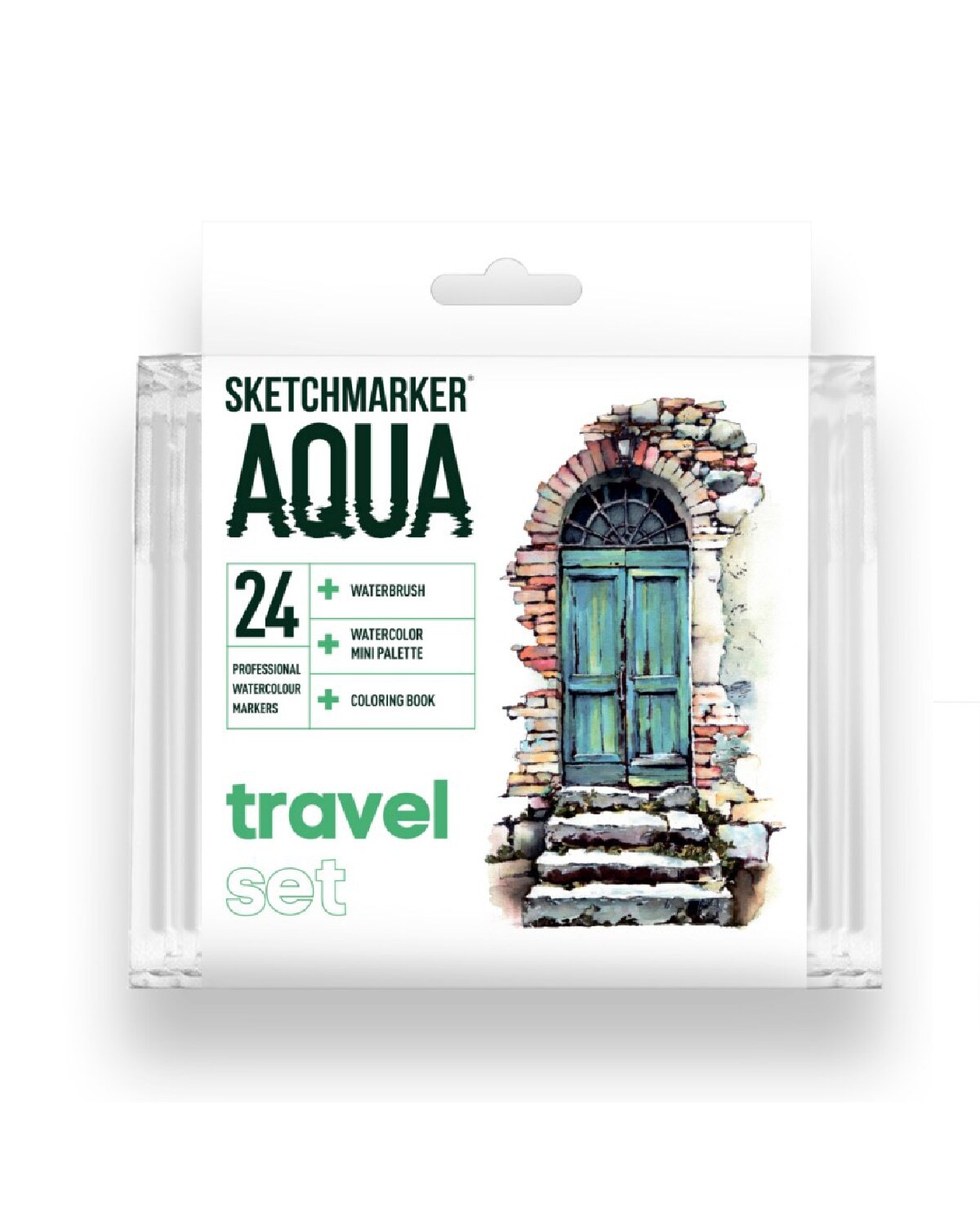 фото Набор двухсторонних акварельных маркеров sketchmarker aqua travel 24 цвета sma-24trav