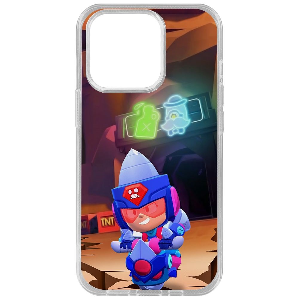 

Чехол-накладка Krutoff Clear Case Brawl Stars-Ультрабурильщица Джеки для iPhone 14 Pro, Прозрачный