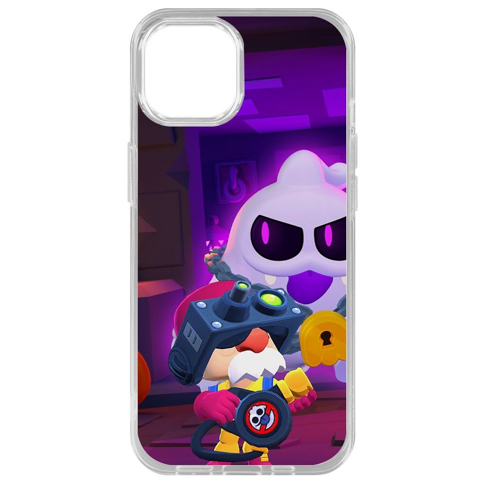 

Чехол-накладка Krutoff Clear Case Brawl Stars-Охотник за Скуиками Гэйл для iPhone 14 Plus, Прозрачный