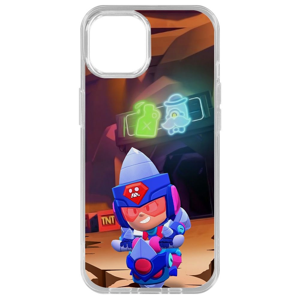 

Чехол-накладка Krutoff Clear Case Brawl Stars-Ультрабурильщица Джеки для iPhone 14 Plus, Прозрачный