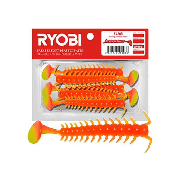 

Мягкая силиконовая приманка риппер Ryobi SLAG (36mm), CN008 (jungle cock), 8 шт., Красный;желтый, Slag