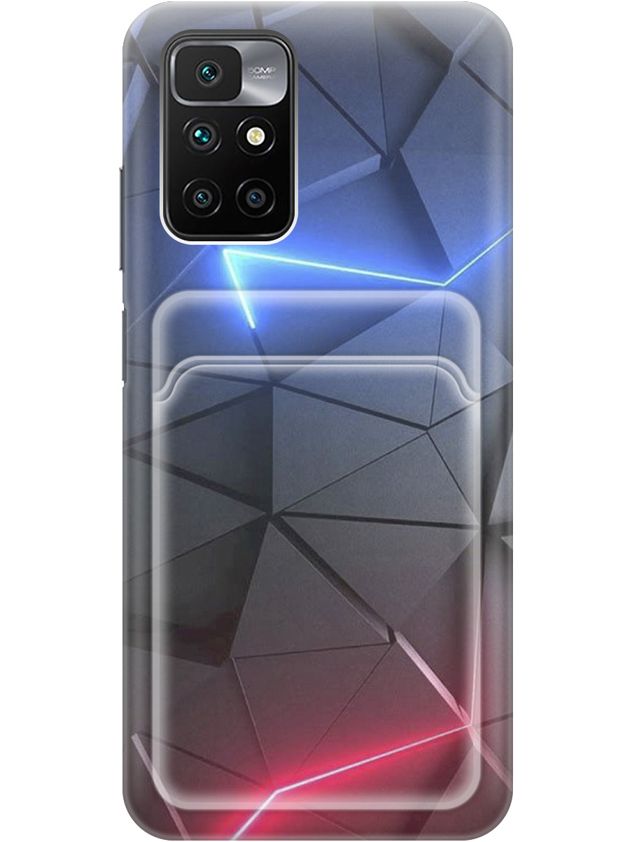 

Силиконовый чехол на Xiaomi Redmi 10 с рисунком "Графитовые грани", Серый;синий, 20012018
