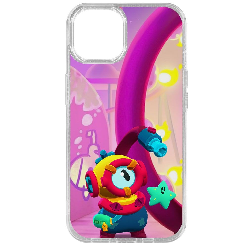 

Чехол-накладка Krutoff Clear Case Brawl Stars-Отис для iPhone 14, Прозрачный