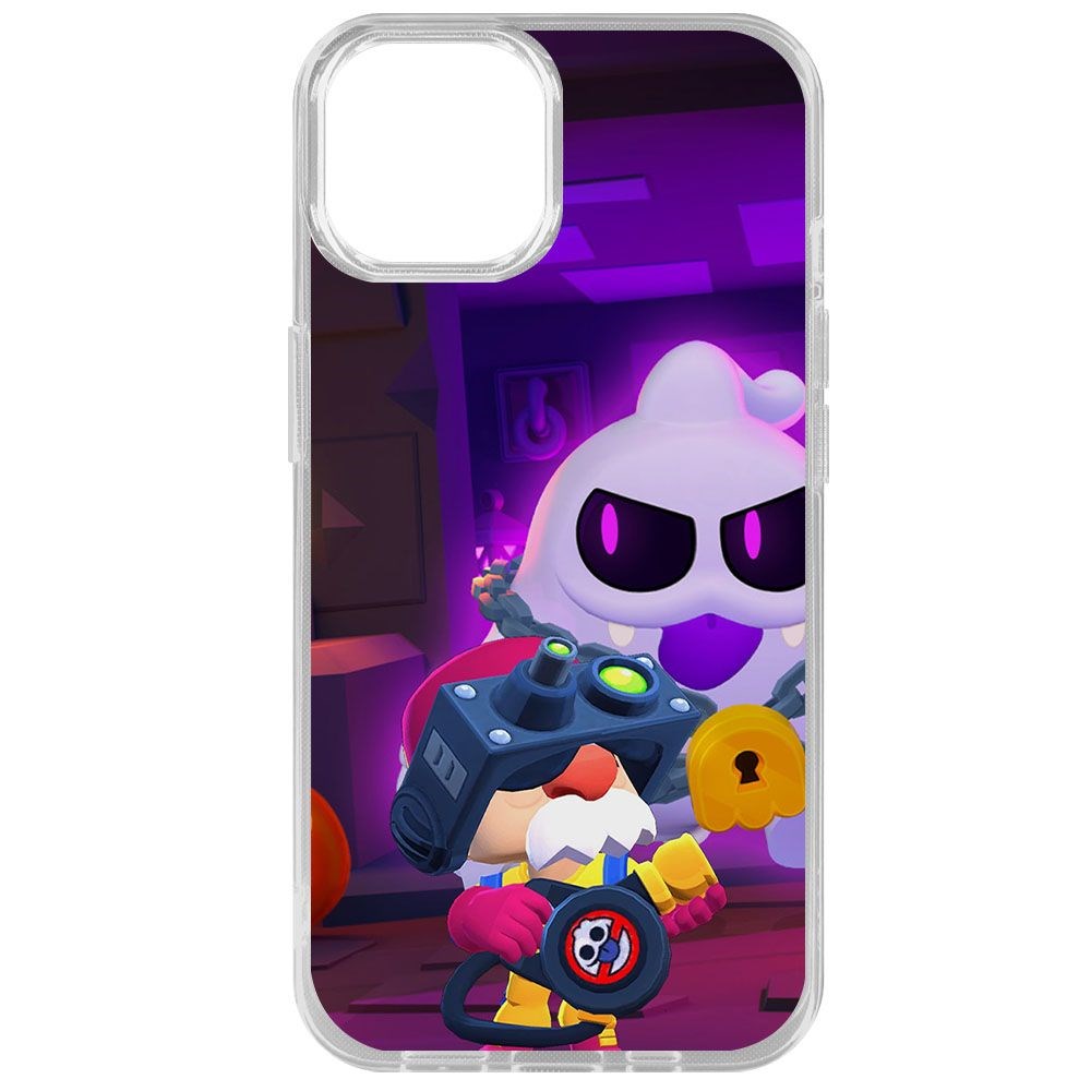 

Чехол-накладка Krutoff Clear Case Brawl Stars-Охотник за Скуиками Гэйл для iPhone 14, Прозрачный