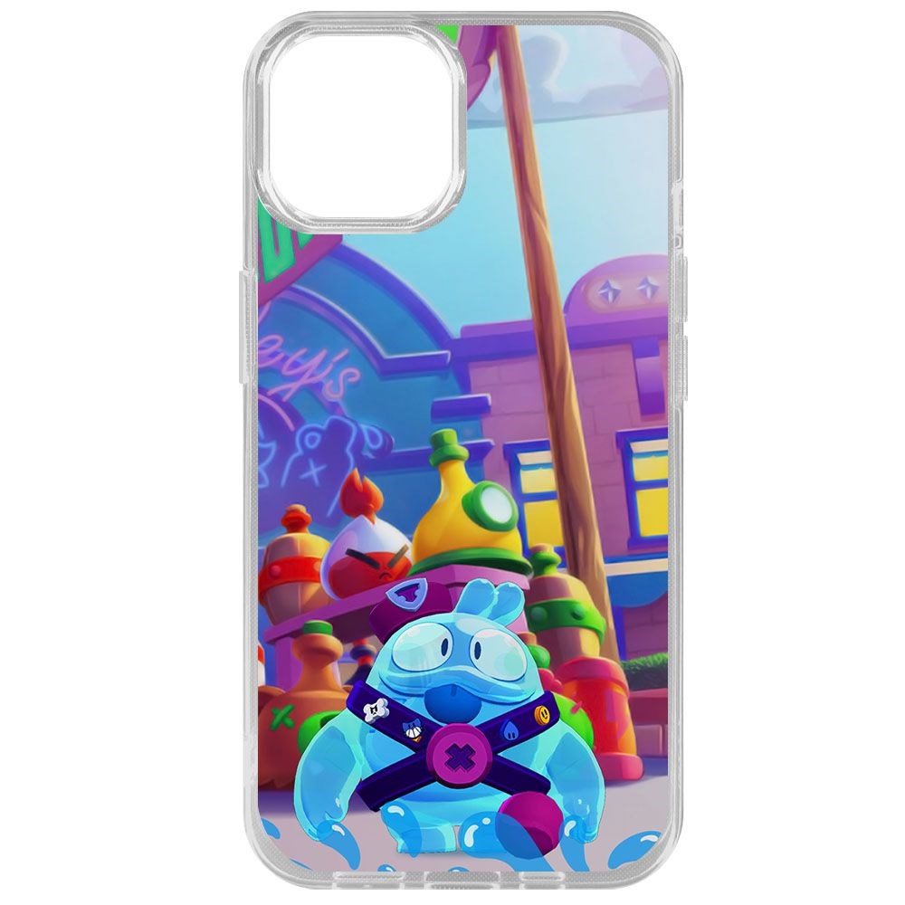 

Чехол-накладка Krutoff Clear Case Brawl Stars-Скуик для iPhone 14, Прозрачный