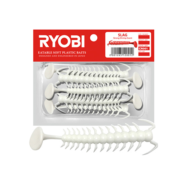 Мягкая силиконовая приманка риппер Ryobi SLAG (59mm), CN001 (white night), 5 шт.