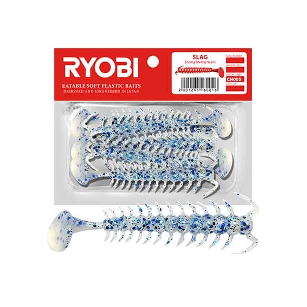 

Мягкая силиконовая приманка риппер Ryobi SLAG (59mm), CN005 (blue boy), 5 шт., Белый;голубой, Slag