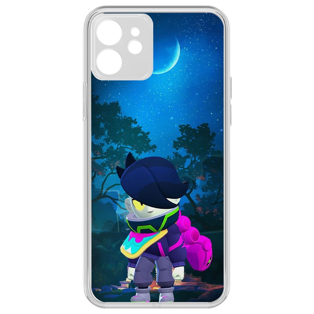 

Чехол-накладка Krutoff Clear Case Brawl Stars-Орочи Эдгар для iPhone 12 с защитой камеры, Прозрачный