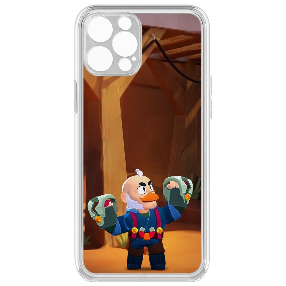 

Чехол-накладка Krutoff Clear Case Brawl Stars-Сэм для iPhone 12 Pro с защитой камеры, Прозрачный