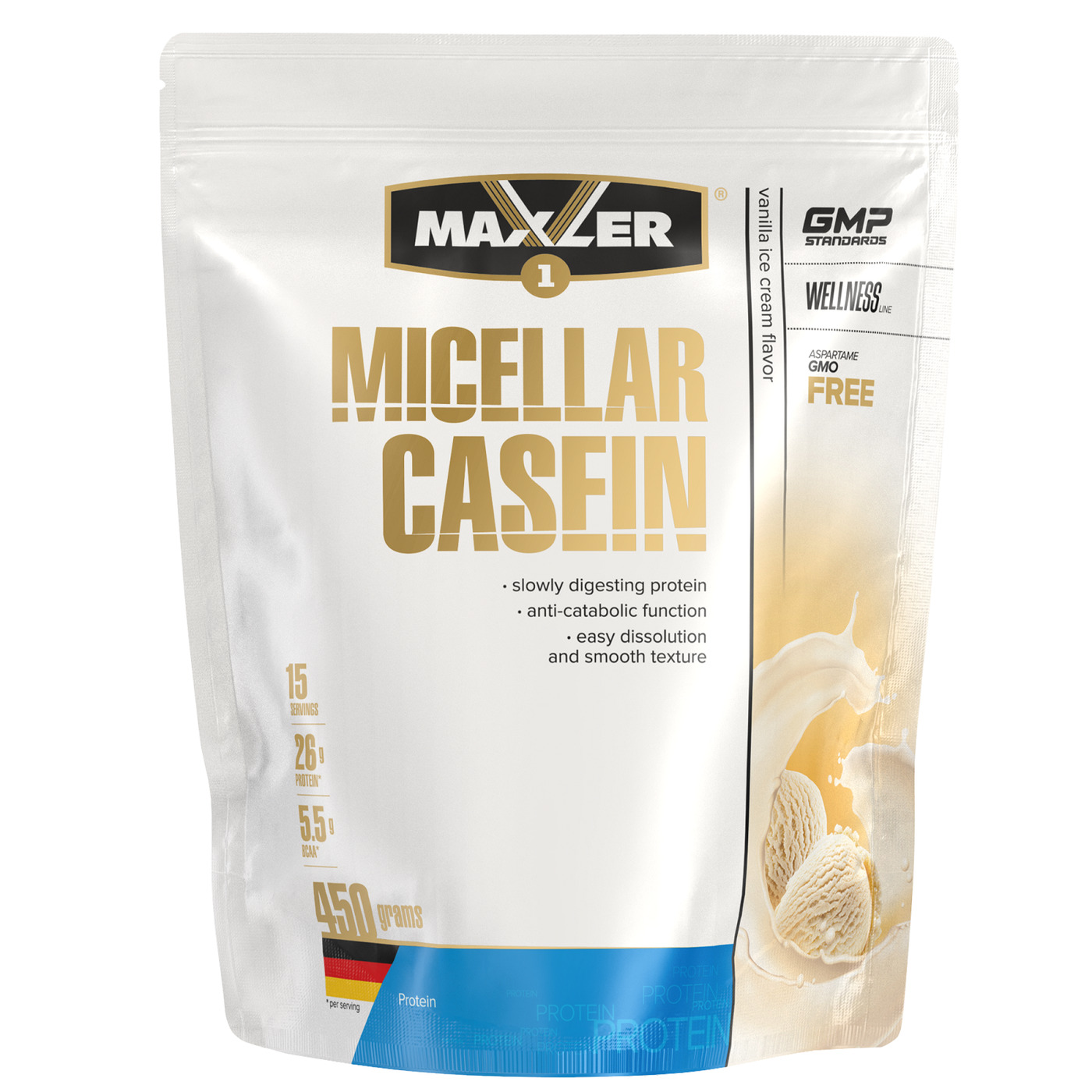 фото Протеин казеиновый maxler micellar casein "ванильное мороженое" (450г)