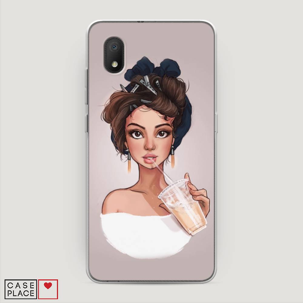 

Чехол на Alcatel 1A/1B (2020) "Девушка с фраппе", Серый, 171150-6