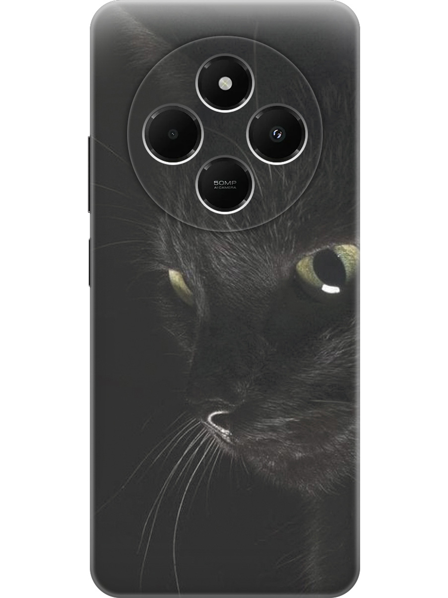 

Силиконовый чехол на Xiaomi Redmi 14C / Poco C75 с принтом "Черный кот", Прозрачный;желтый;серый;черный, 786715711