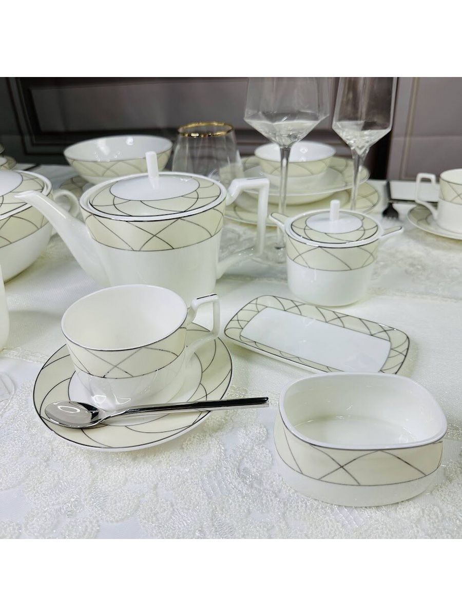 

Чайный сервиз Lenardi 18 пр.250 мл PANDORA CREAM, Белый