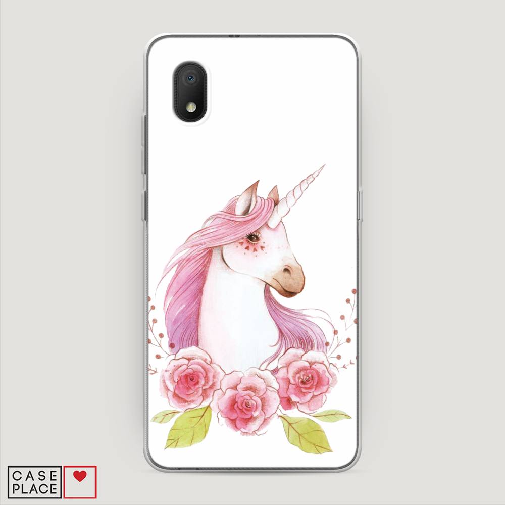 

Чехол на Alcatel 1A/1B (2020) "Единорог цветы", Белый;розовый;серый, 171150-1