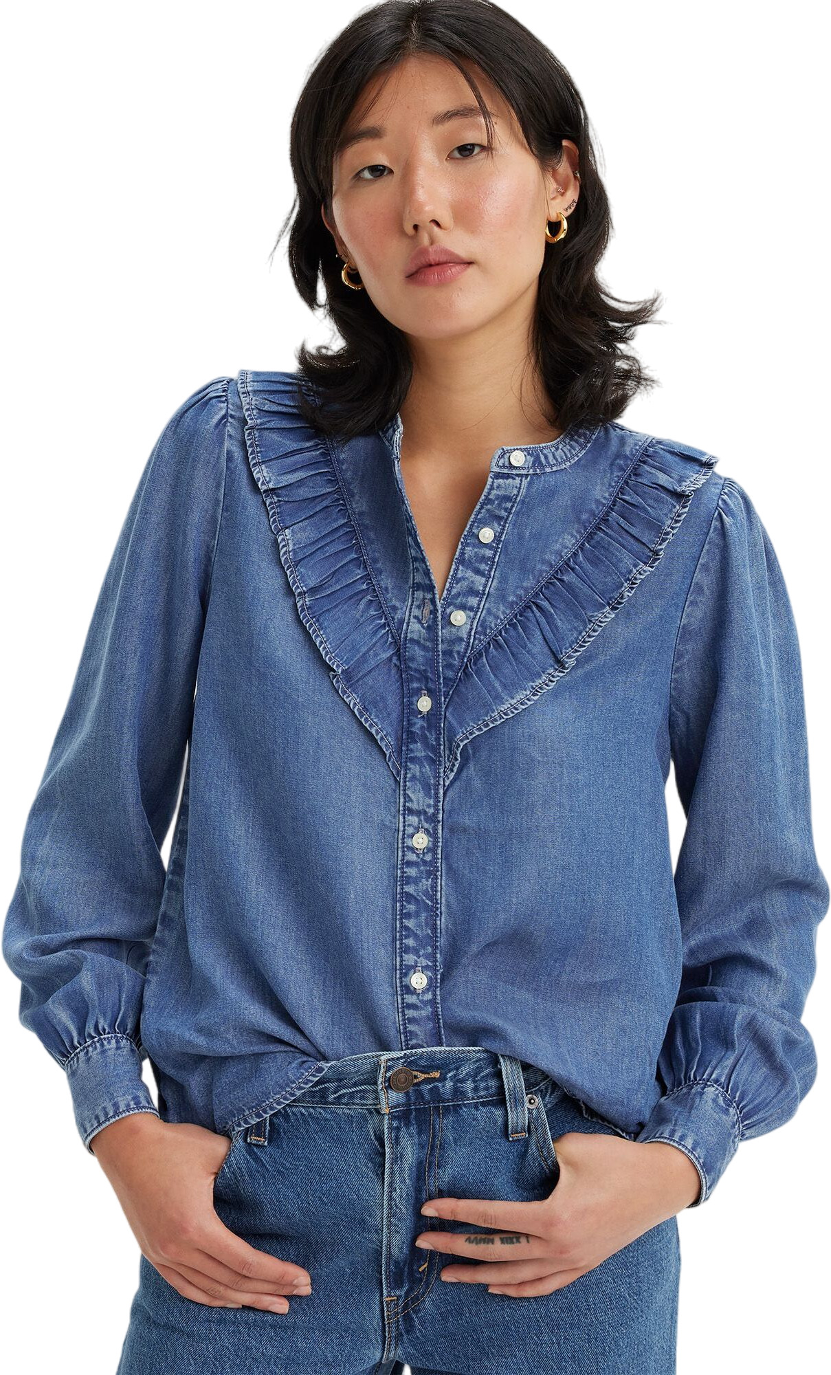 

Рубашка женская Levi's CARINNA BLOUSE DENIM DARK INDIGO - WORN IN синяя M, Синий, CARINNA BLOUSE DENIM DARK INDIGO - WORN IN