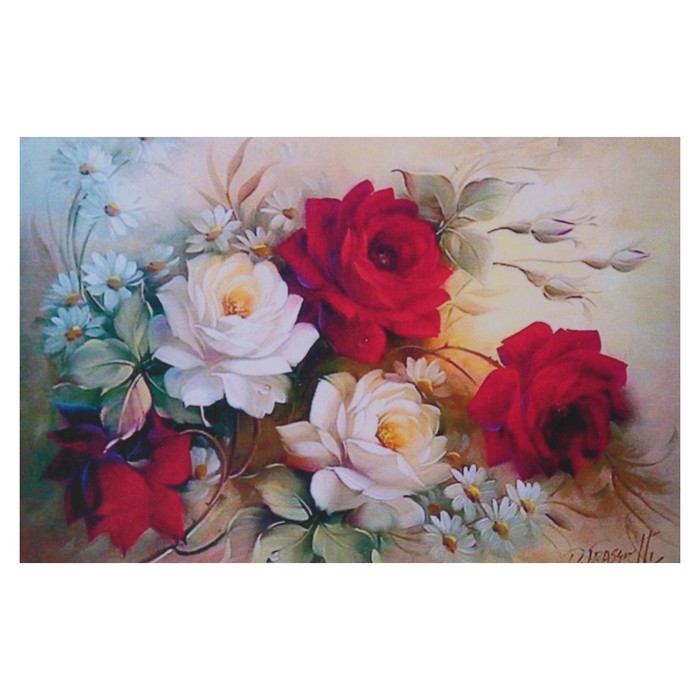 

Алмазная мозаика «Винтажный букет» 29×19см 39 цветов