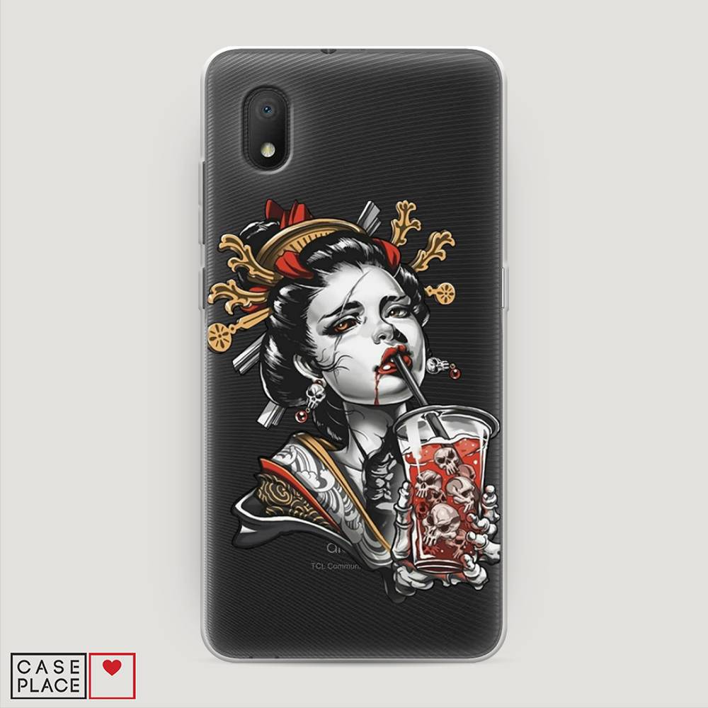 

Чехол на Alcatel 1A/1B (2020) "Опасная гейша", Красный;черный;серый, 171150-4