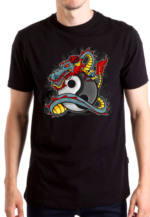 

Футболка унисекс NoBrand Огненный Дракон Инь-Янь черная XL, Черный, Огненный Дракон Инь-Янь