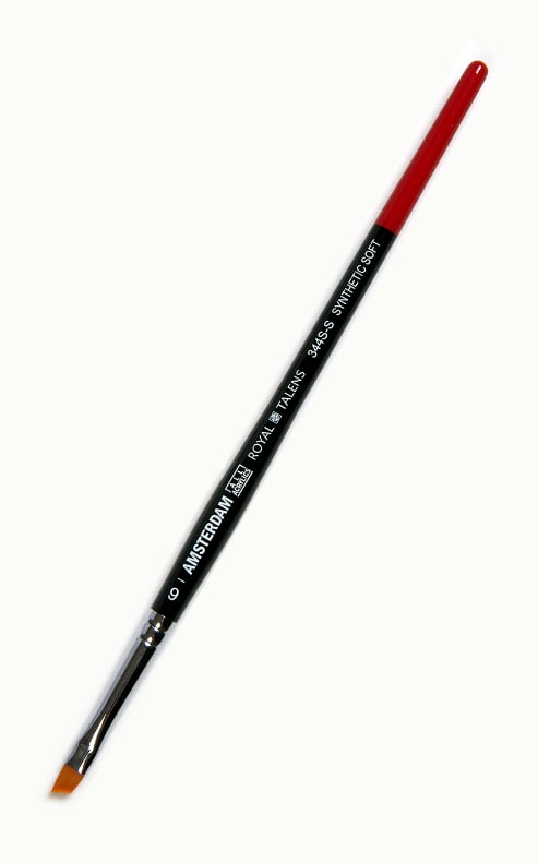фото Кисть для акрила amsterdam 344s синтетика мягкая - скошенная укороченная ручка №6 royal talens