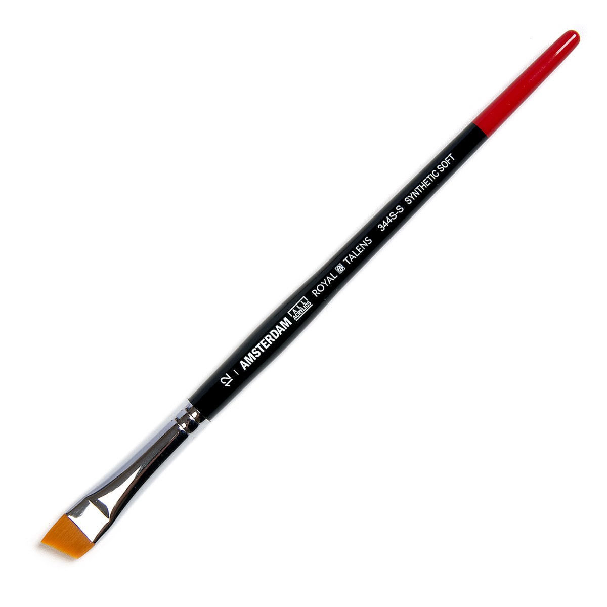 фото Кисть для акрила amsterdam 344s синтетика мягкая - скошенная укороченная ручка №12 royal talens