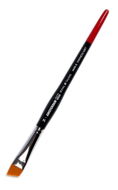 фото Кисть для акрила amsterdam 344s синтетика мягкая - скошенная укороченная ручка №14 royal talens