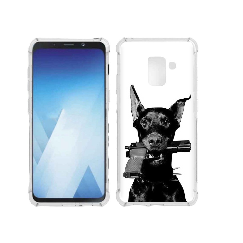 

Чехол MyPads Tocco для Samsung Galaxy A5 (2018) доберман с пистолетом (PT95317.573.331), Прозрачный, Tocco