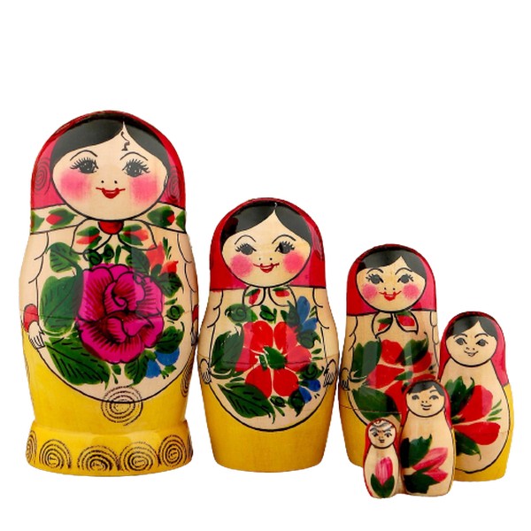 фото Матрёшка семёновская, красный платок, 6 кукольная, 12-14 см sima-land
