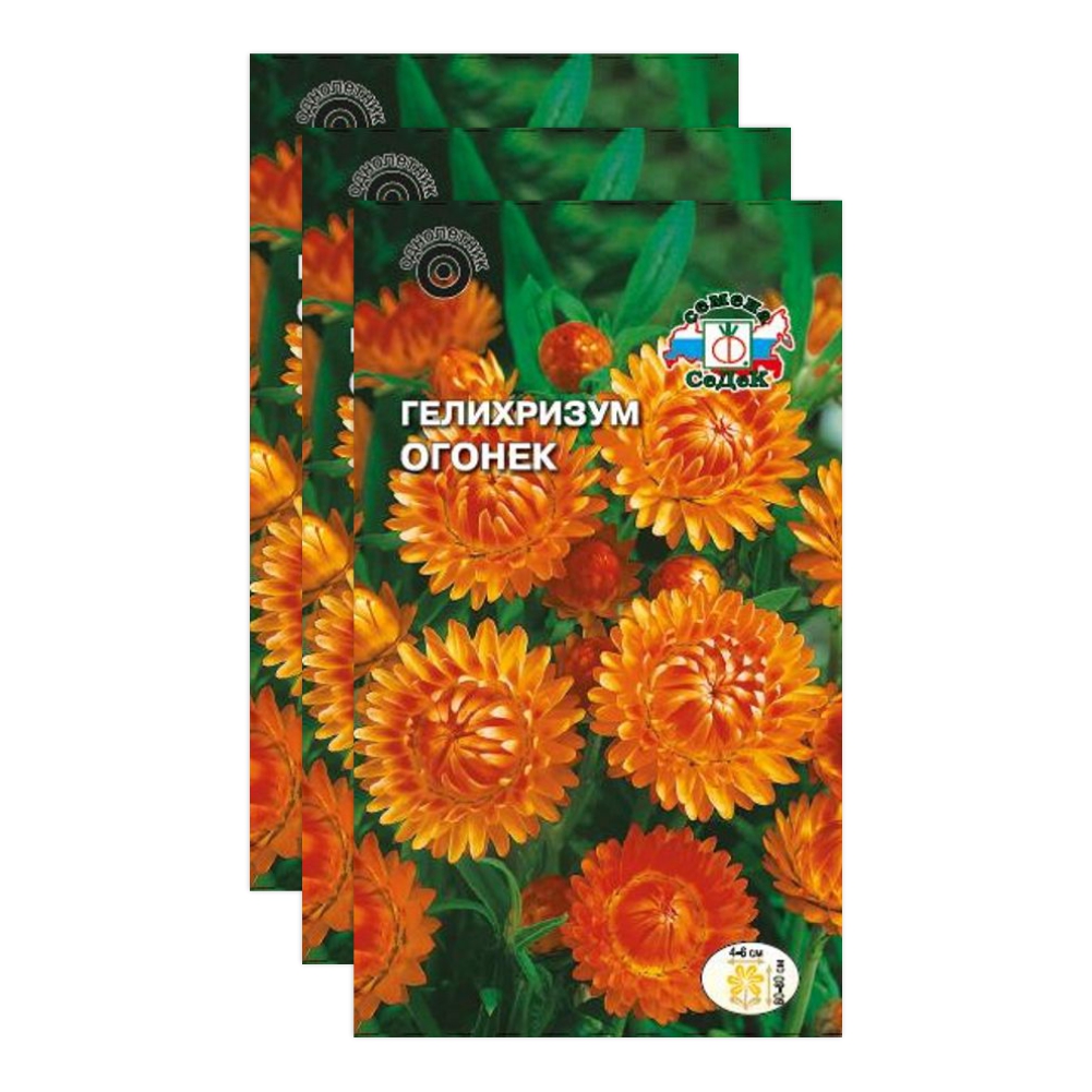 Комплект семян гелихризум Огонёк Седек Однолетние 23-04351 3 упаковки