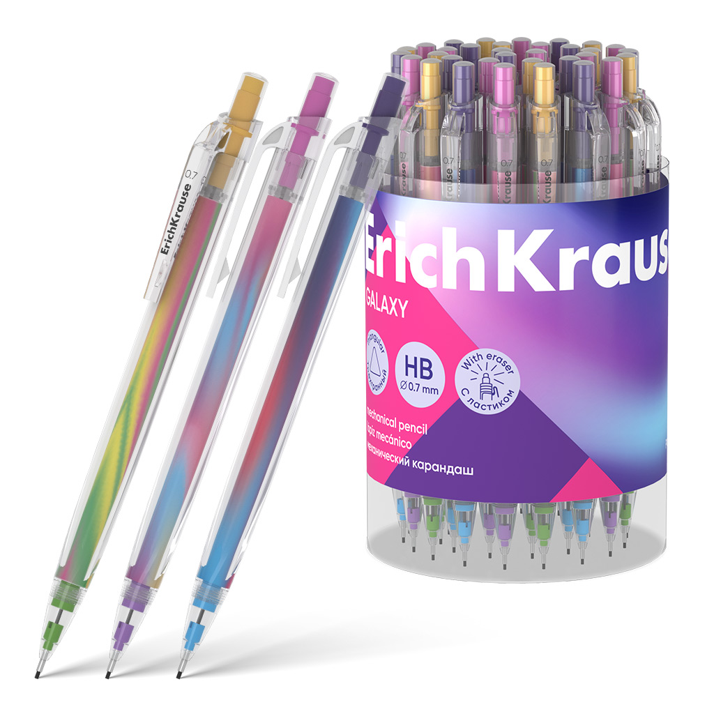 

Карандаш механический ErichKrause Galaxy,60749, 0 7 мм, НВ в тубусе по 24 шт, Розовый