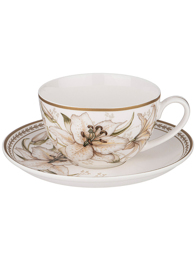 

Чайная пара на 1 персону 2 предмета LILIES Lefard фарфор 280 мл 590-270, Бежевый